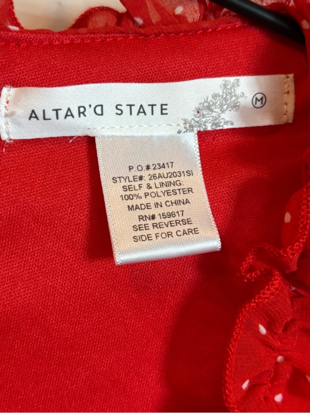 ALTAR’D STATE Red Polka Dot Ruffle Romper Size M NWOT Flowy V-Neck - Picture 7 of 11